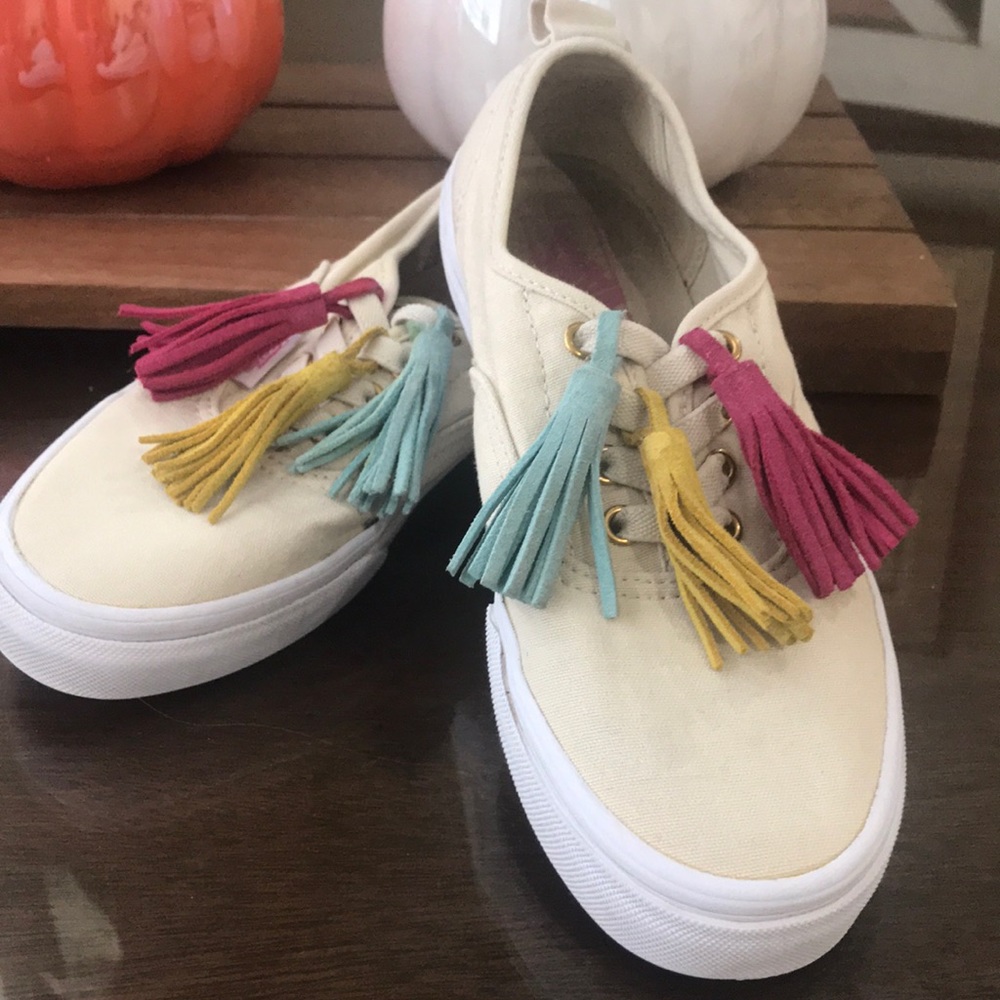 Vans cream with leather tassels